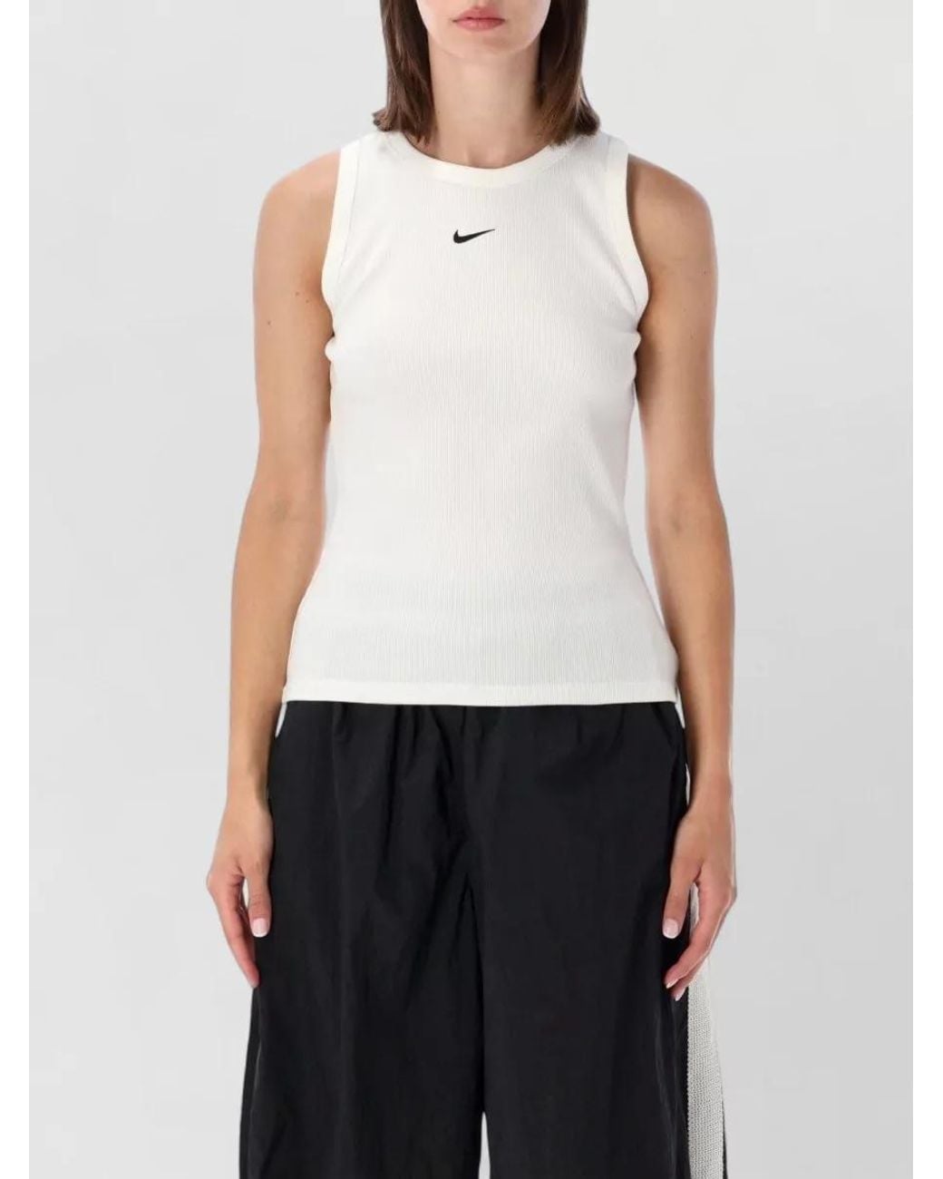 Nike White Ribbed Cotton Tank Top