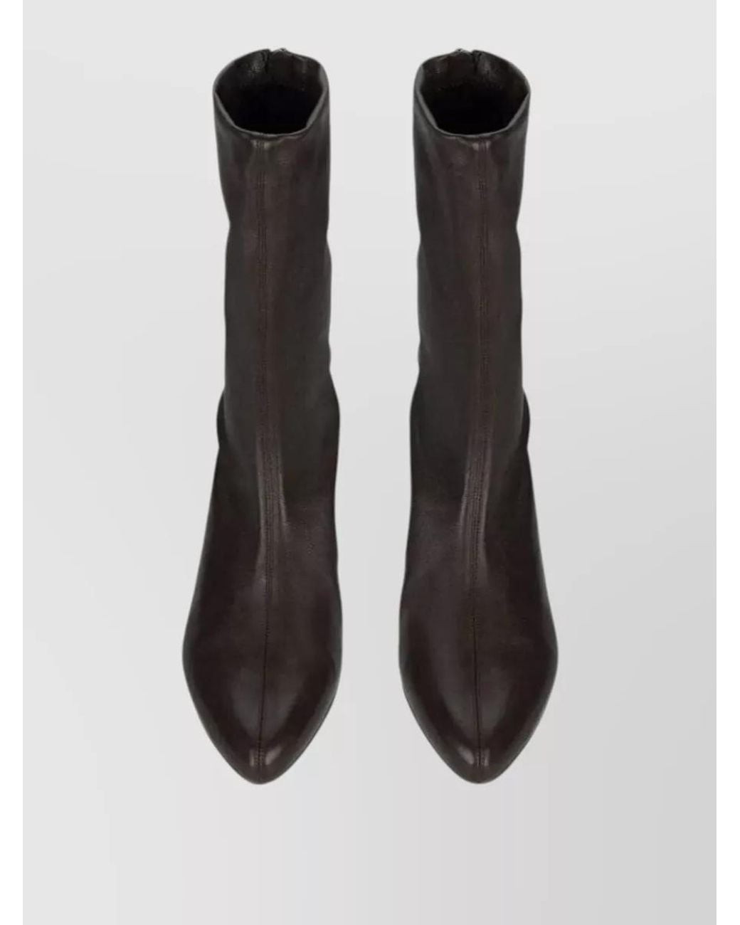 Victoria Beckham Black Leather Mid-Heel Ankle Boots