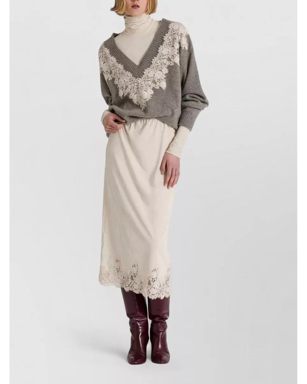 Alberta Ferretti Gray Cashmere Wool Sweatshirt