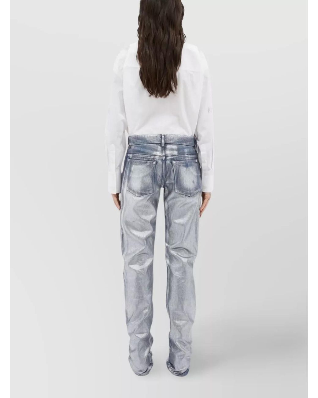 MSGM Blue Cotton Straight Trousers