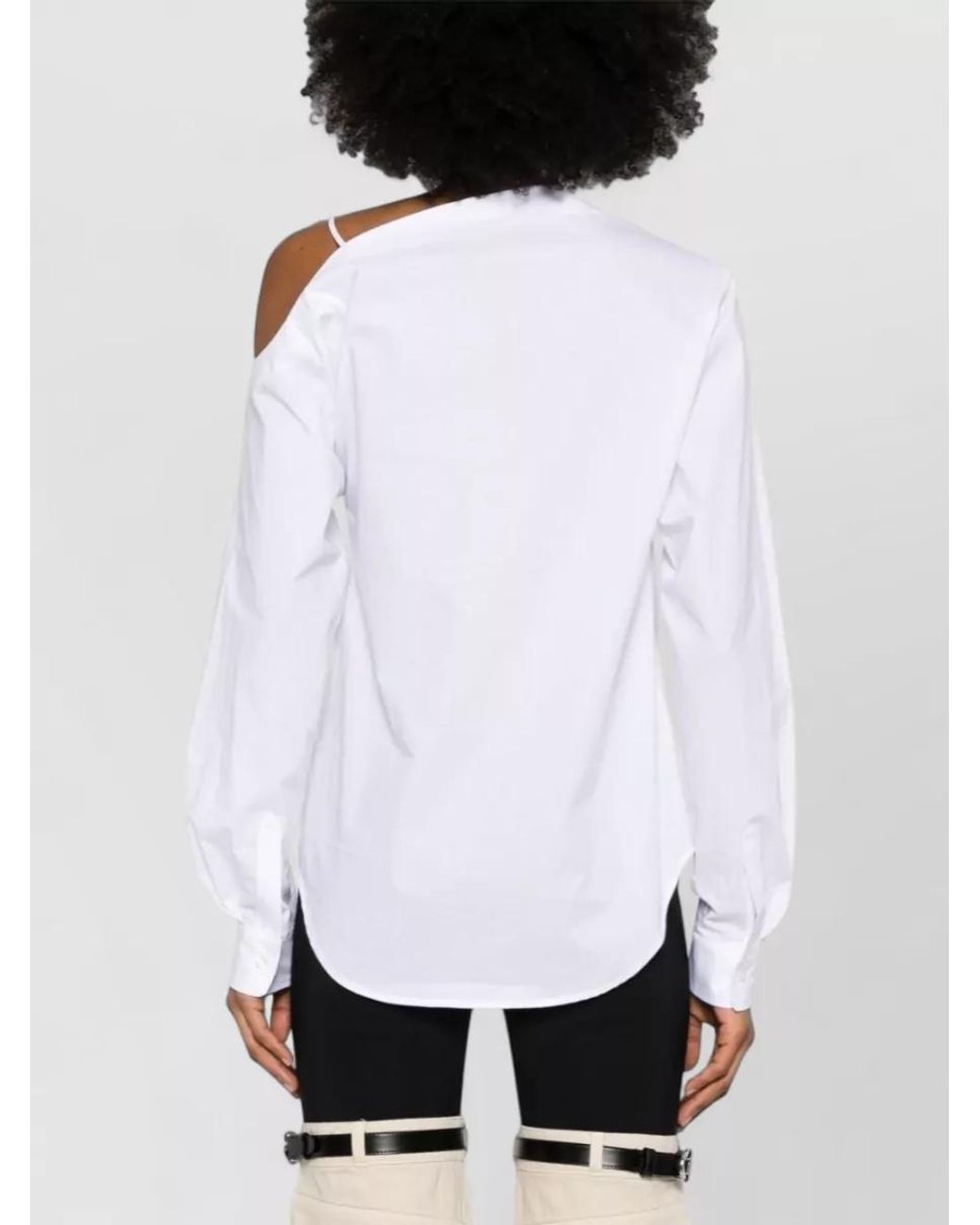 Coperni White Cotton Asymmetric Long-Sleeve Shirt