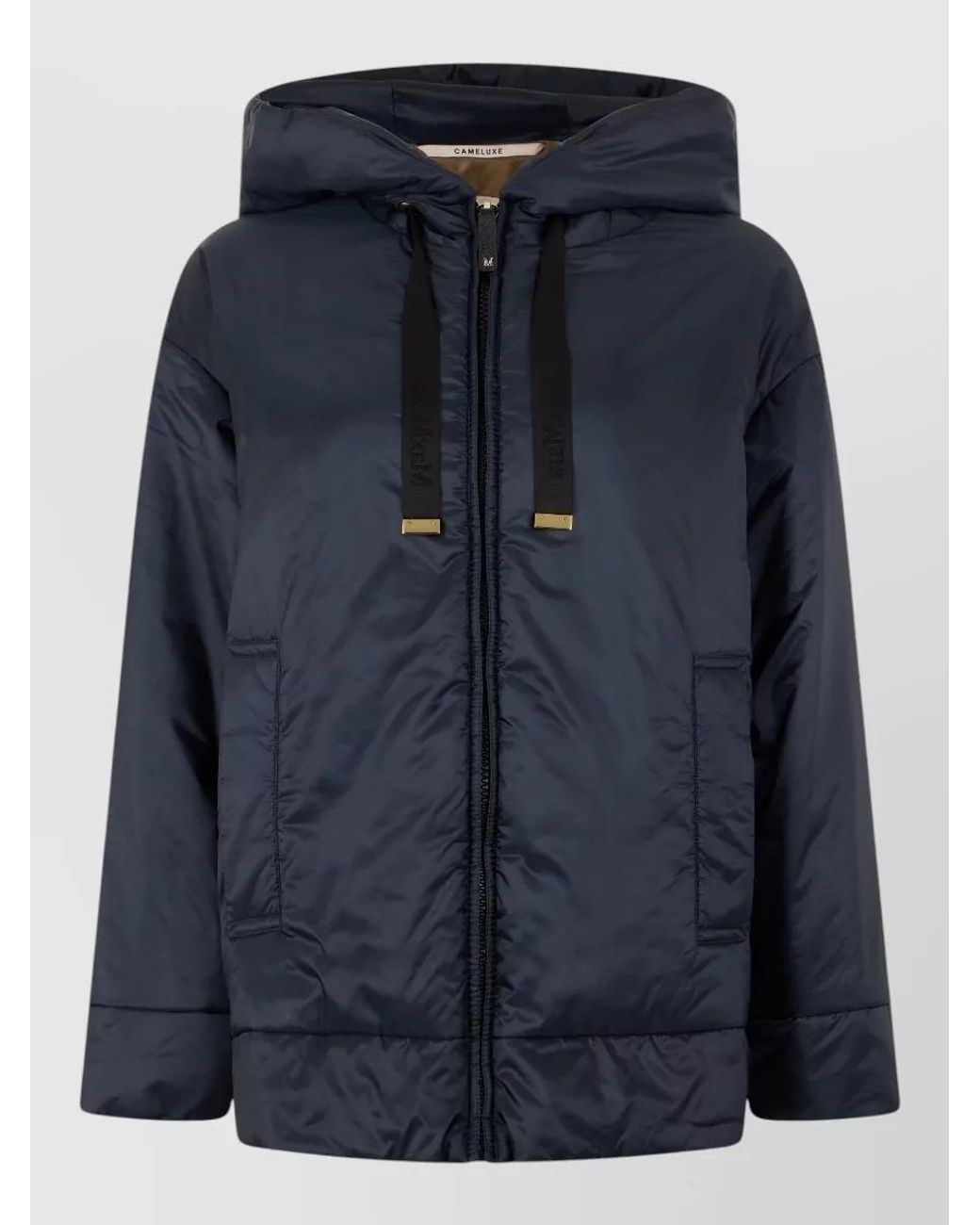 Max Mara Blue Hooded Quilted Parka Coat