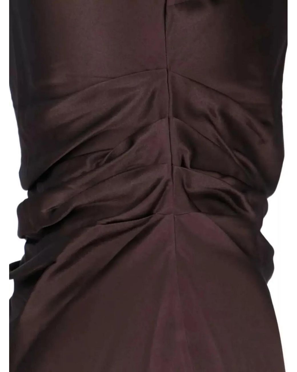 Staud Brown Silk Ruffled V-Neck Short-Sleeve Midi Dress