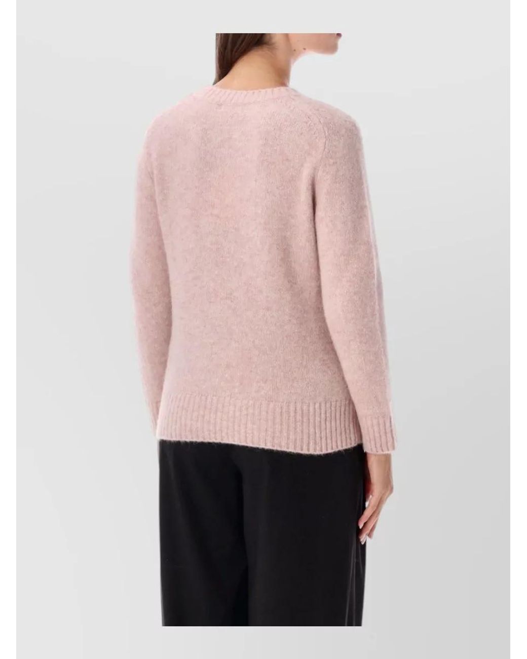 Soeur Pink Wool Alpaca Fine-Knit Crew-Neck Sweater