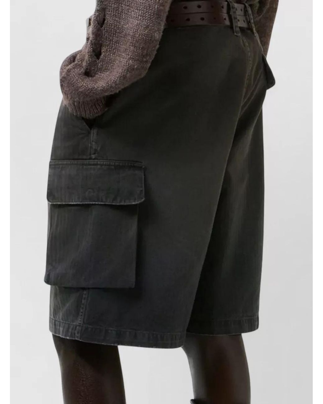 Our Legacy Gray Cotton Herringbone Cargo Shorts for men