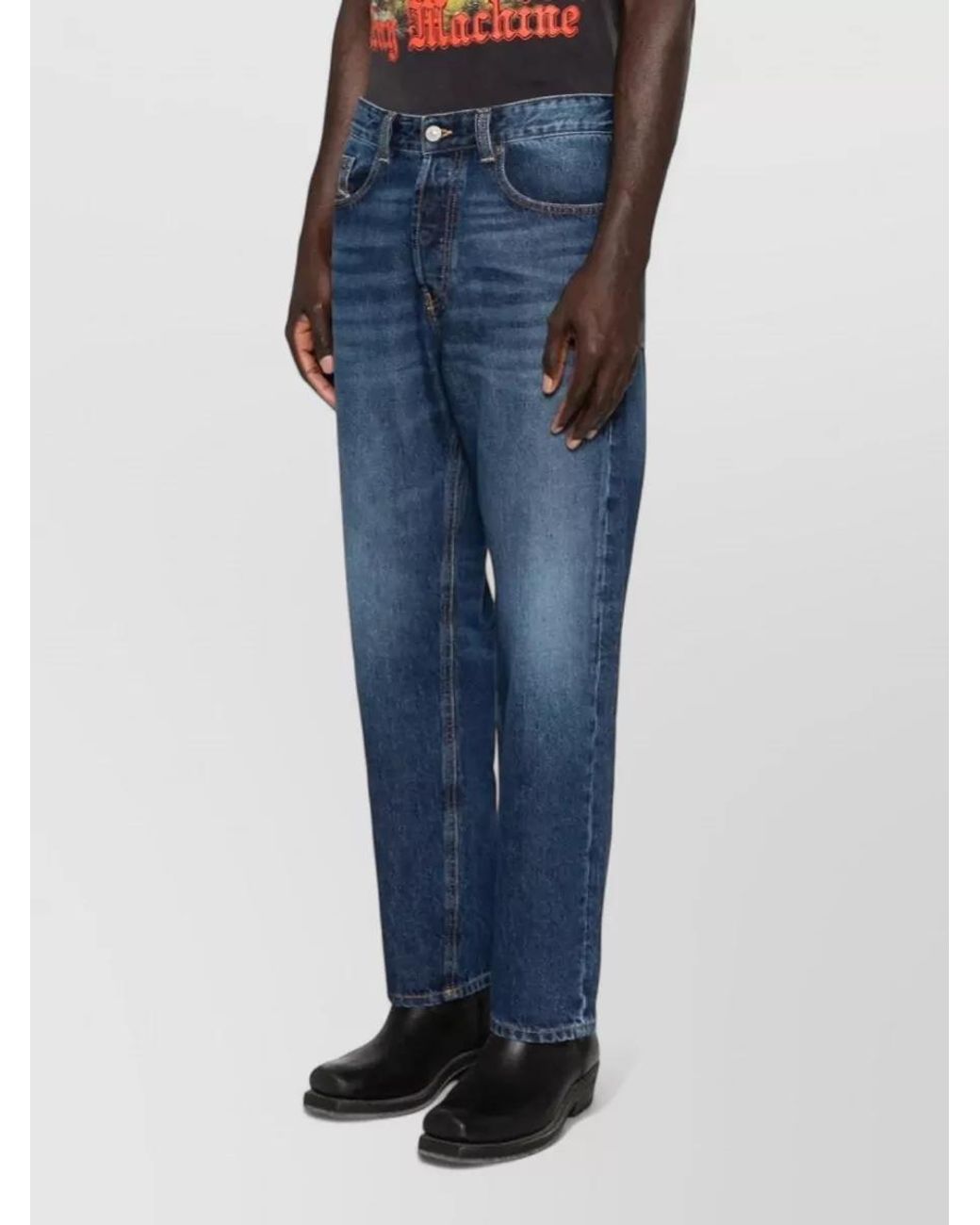 DIESEL Blue Mid-Rise Slightly Tapered Jeans for men