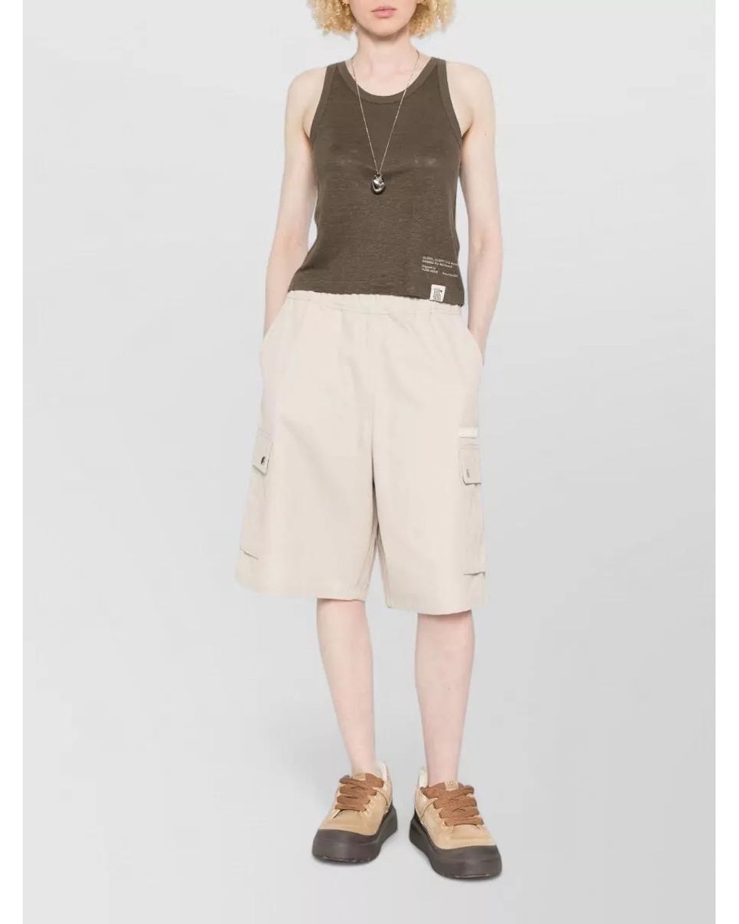 Golden Goose Deluxe Brand Brown Linen Round Neck Tank Top