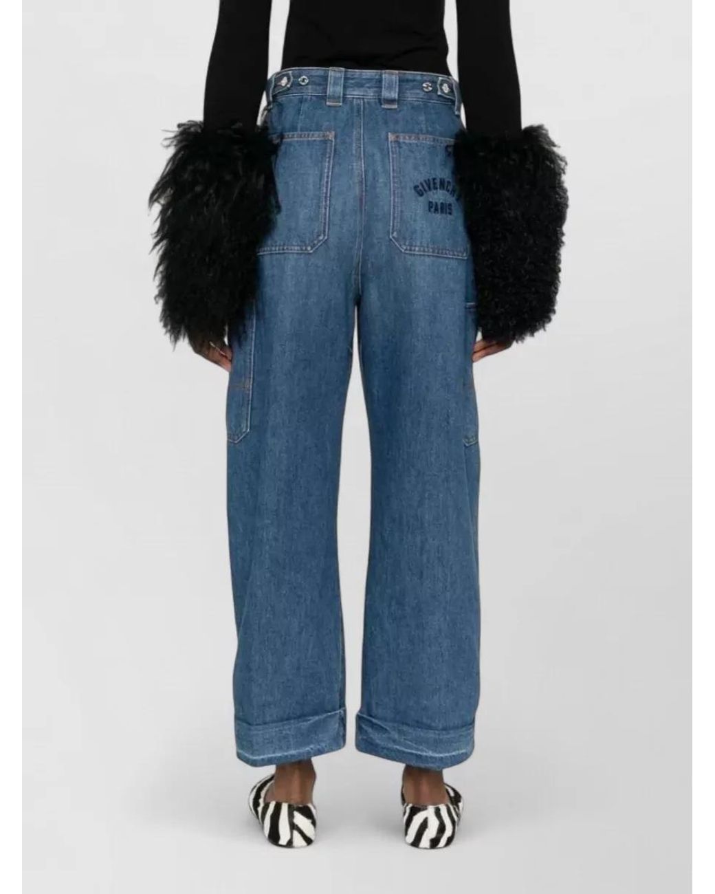 Givenchy Blue Cropped Utility Denim Wide-Leg Trousers