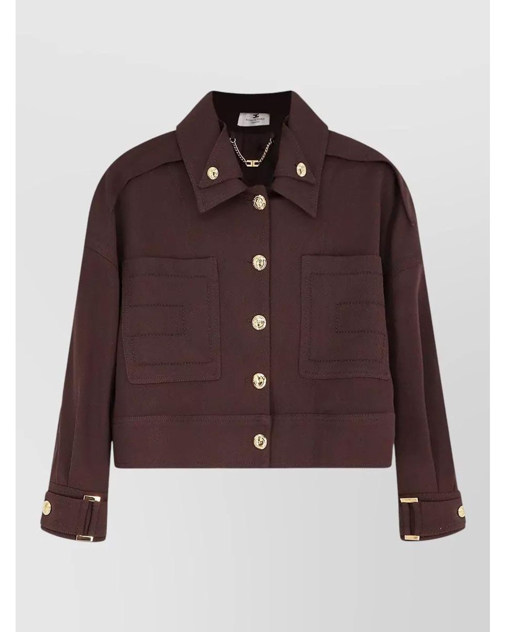 Elisabetta Franchi Brown Classic Button-Up Jacket