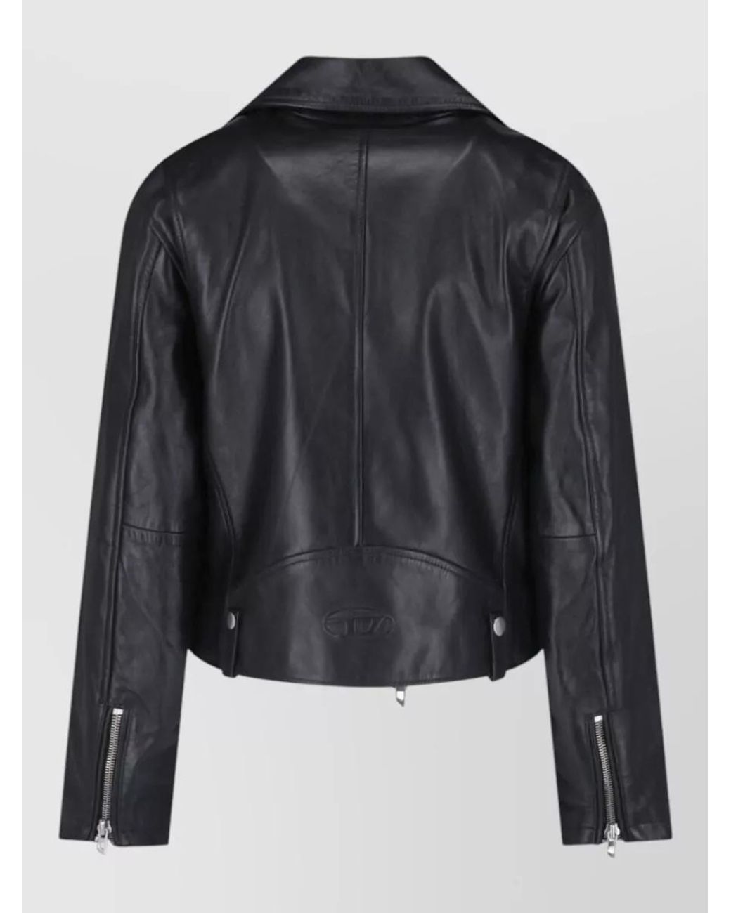 DIESEL Black Hammered Leather Asymmetric Biker Jacket