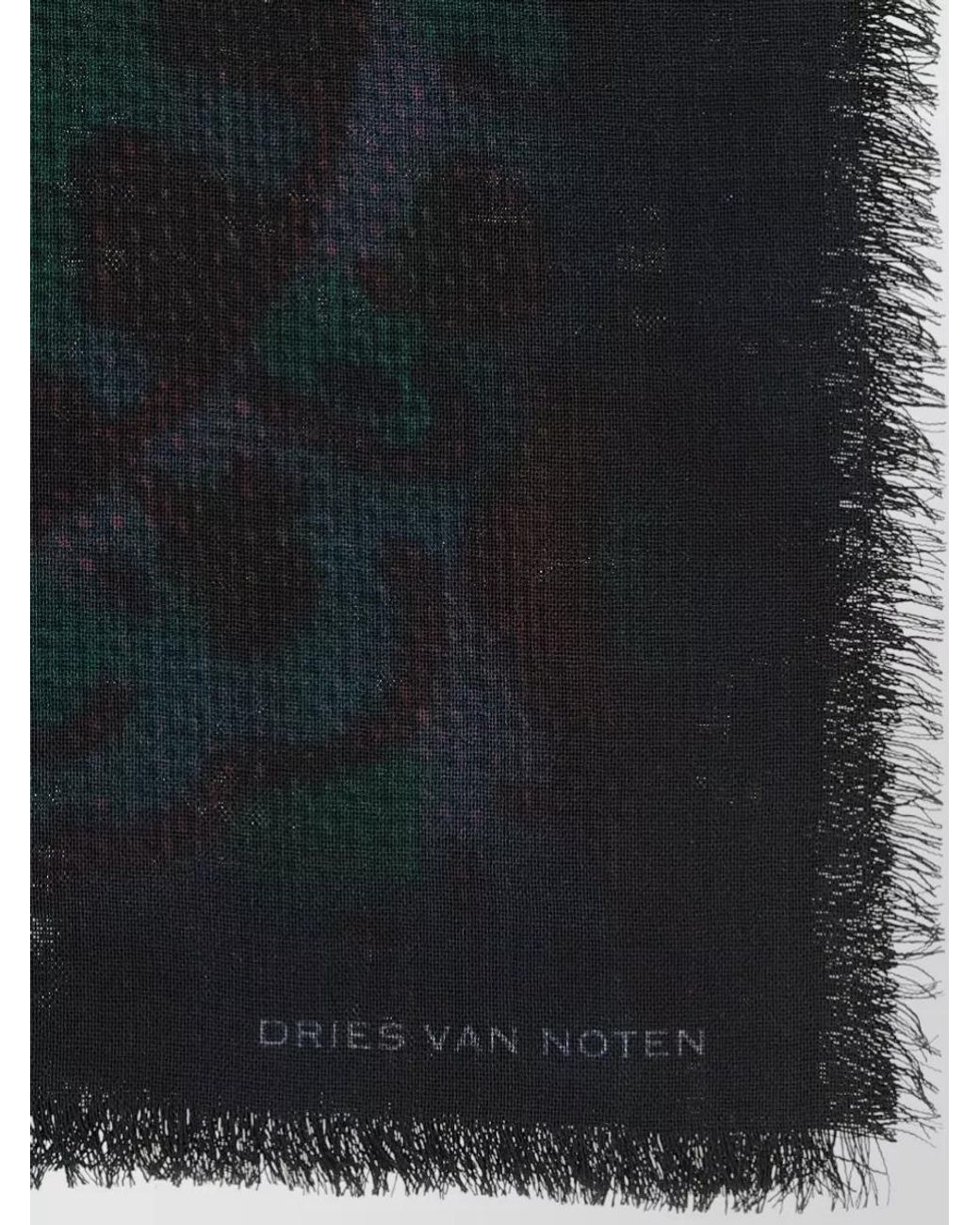 Dries Van Noten Blue Wool Printed Scarf for men