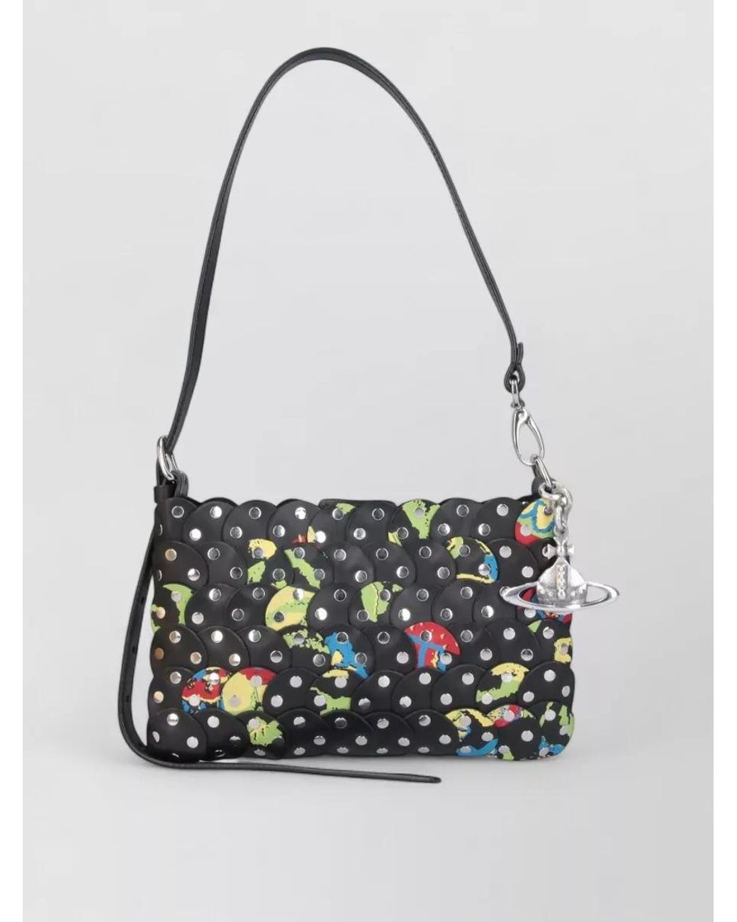 Vivienne Westwood White Studded Shoulder Strap Crossbody Bag Metal Detail