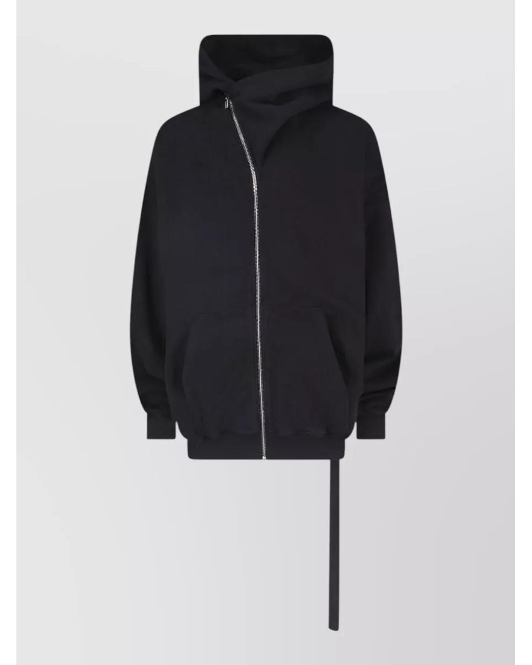 Rick Owens Blue Oversized Asymmetric Zip Hooded Jacket for men