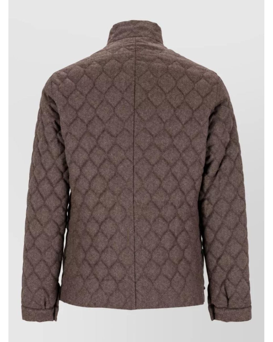 Emporio Armani Brown Virgin Wool Quilted Padded Coat for men