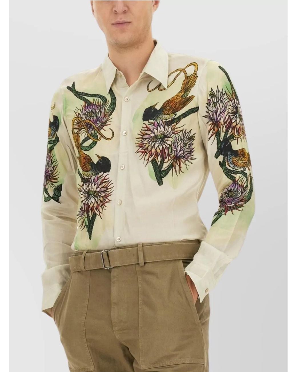 Dries Van Noten Natural Printed Slim-Fit Shirt for men