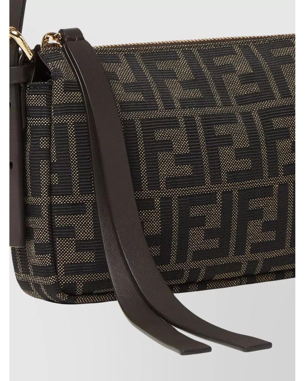 Fendi Black Baguette Small Jacquard Shoulder Bag