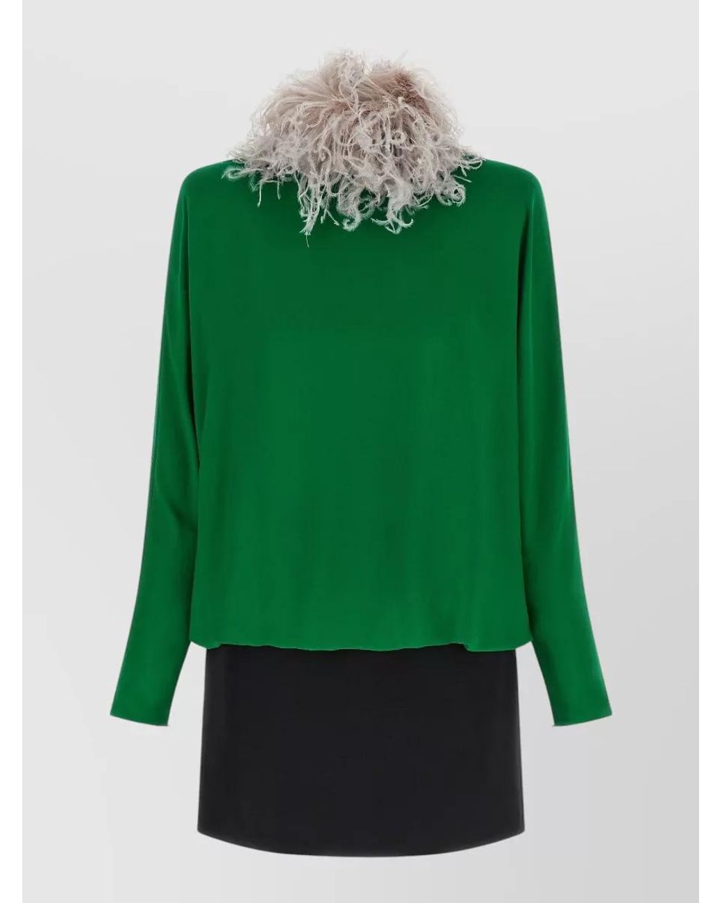 Valentino Garavani Green Silk Georgette High-Neck Mini Dress