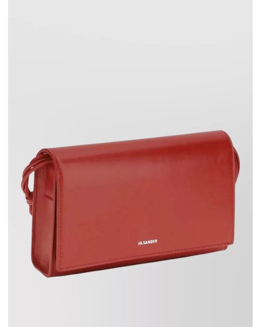Jil Sander Red Leather Crossbody Wallet On Chain