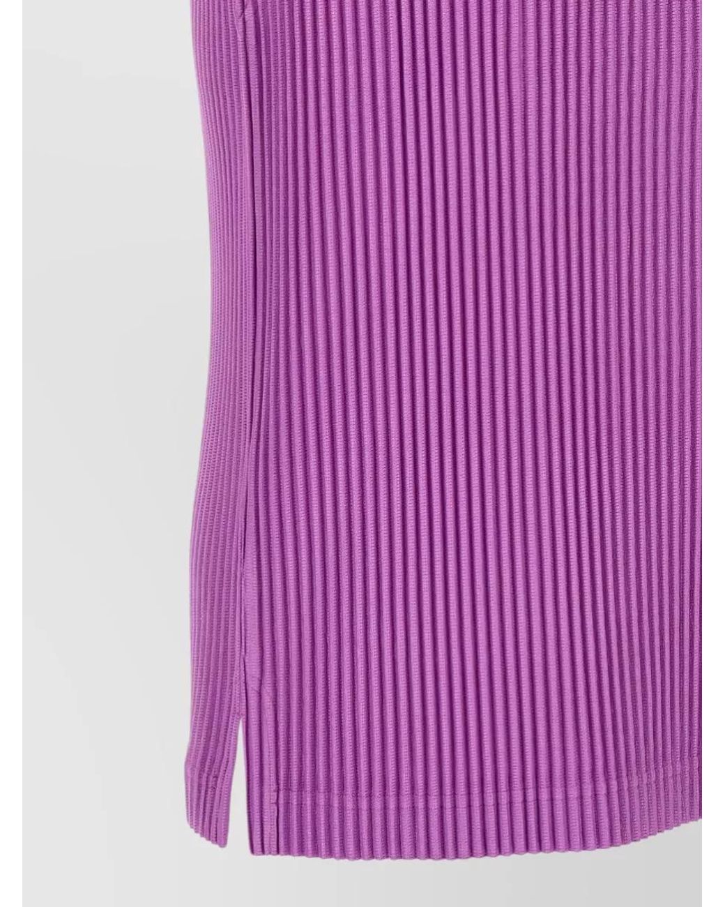 Homme Plissé Issey Miyake Purple Pleated Sleeveless High Neck Top for men
