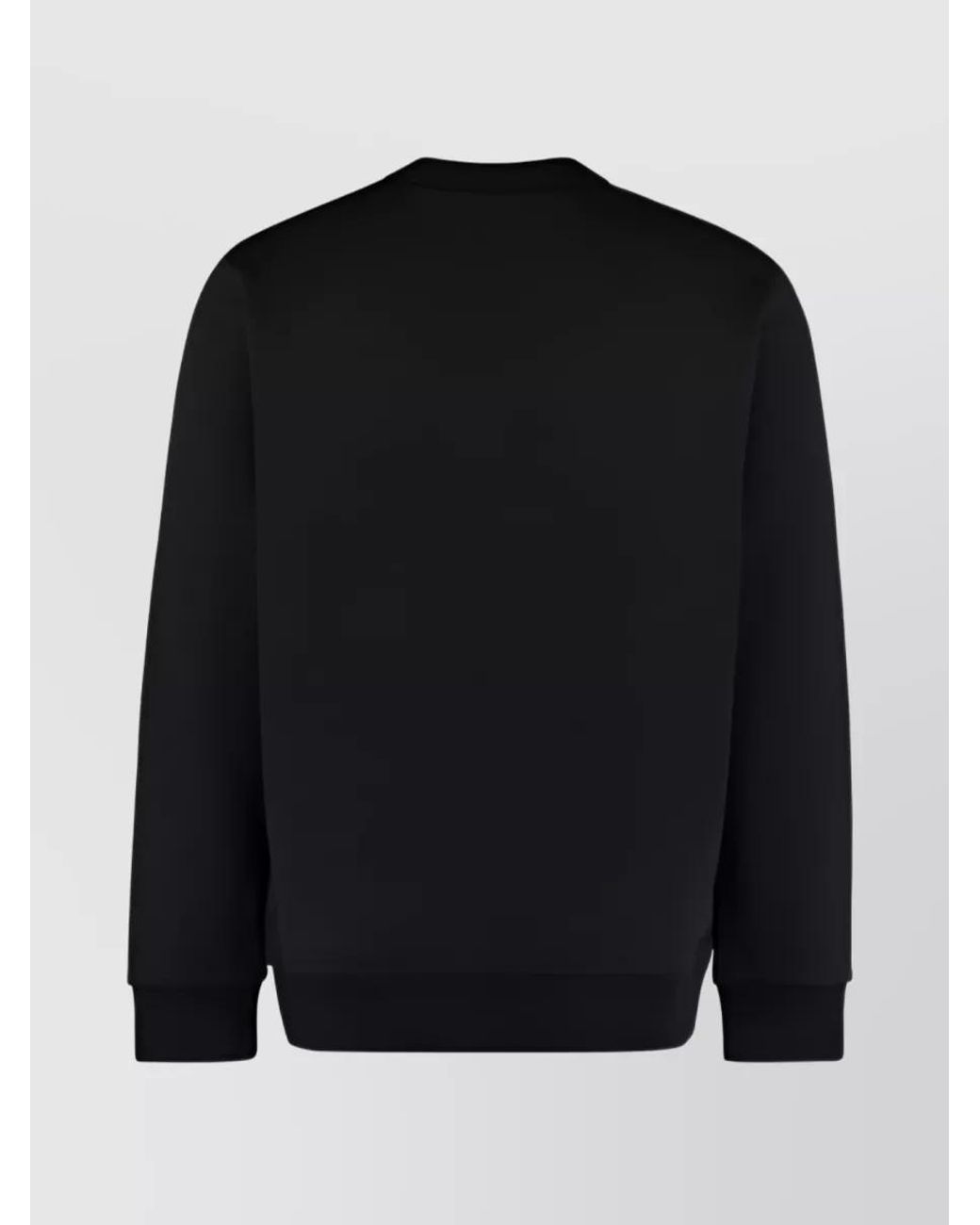 Burberry Black Cotton Logo Print Ribbed Crewneck Sweatshirt for men