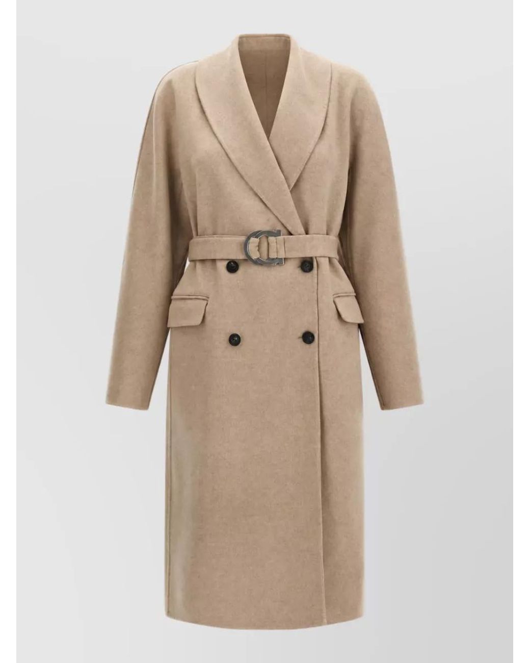 Ferragamo Natural Cashmere Virgin Wool Coat
