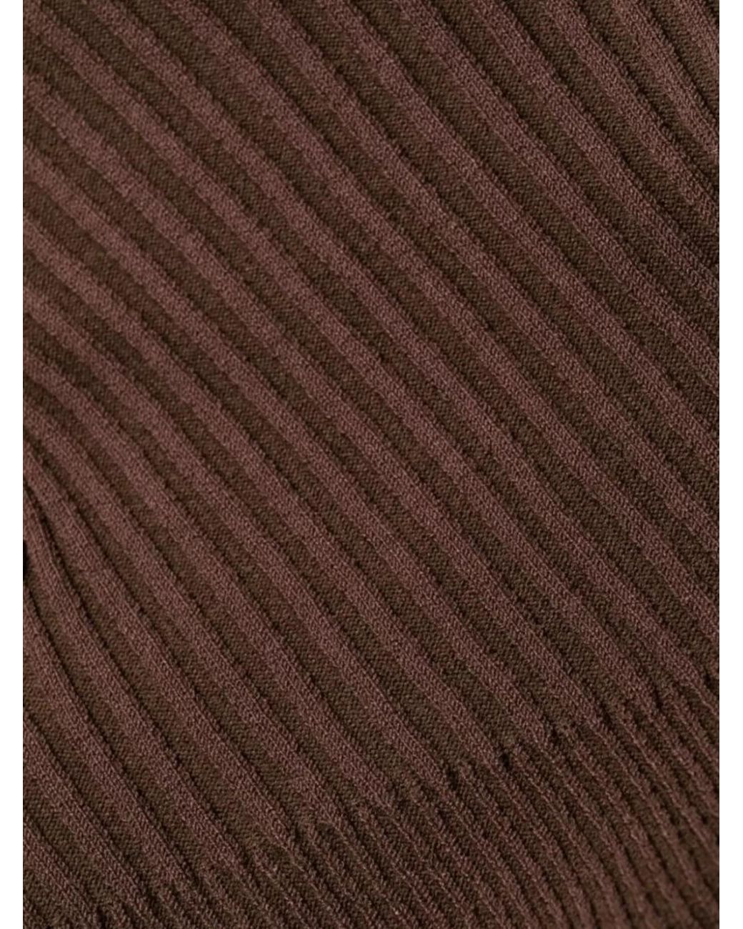 ANDREADAMO Multicolor Ribbed Knit Cutout Halterneck Bodysuit