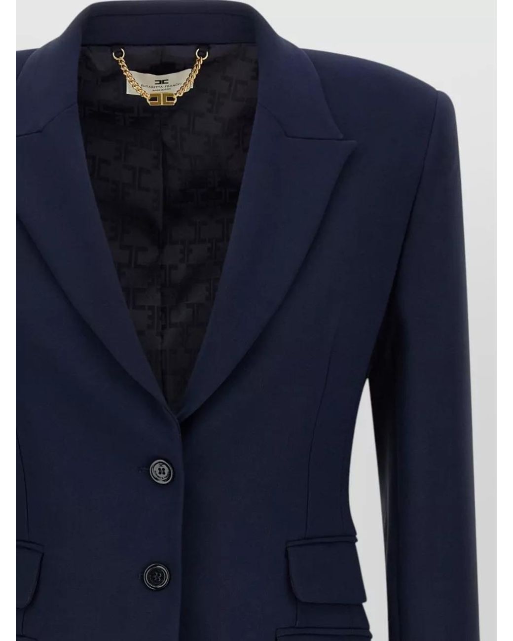 Elisabetta Franchi Blue Single-Breasted Crepe Blazer
