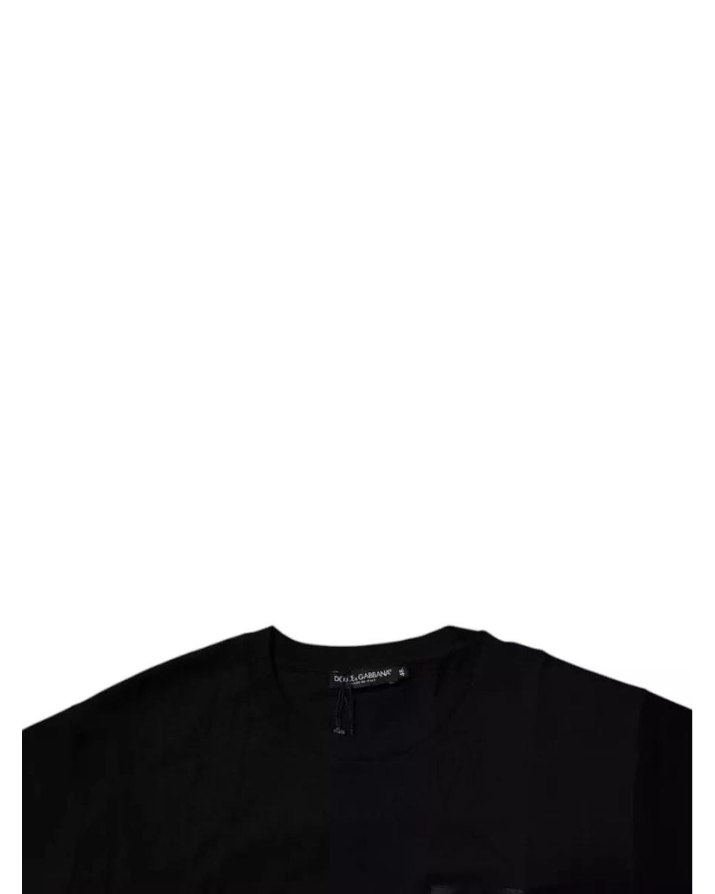 Dolce & Gabbana Black Cotton Logo Patch Crew Neck T-Shirt for men