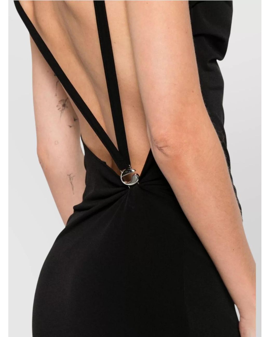 Coperni Black Cowl Neck Ring Detail Maxi Dress