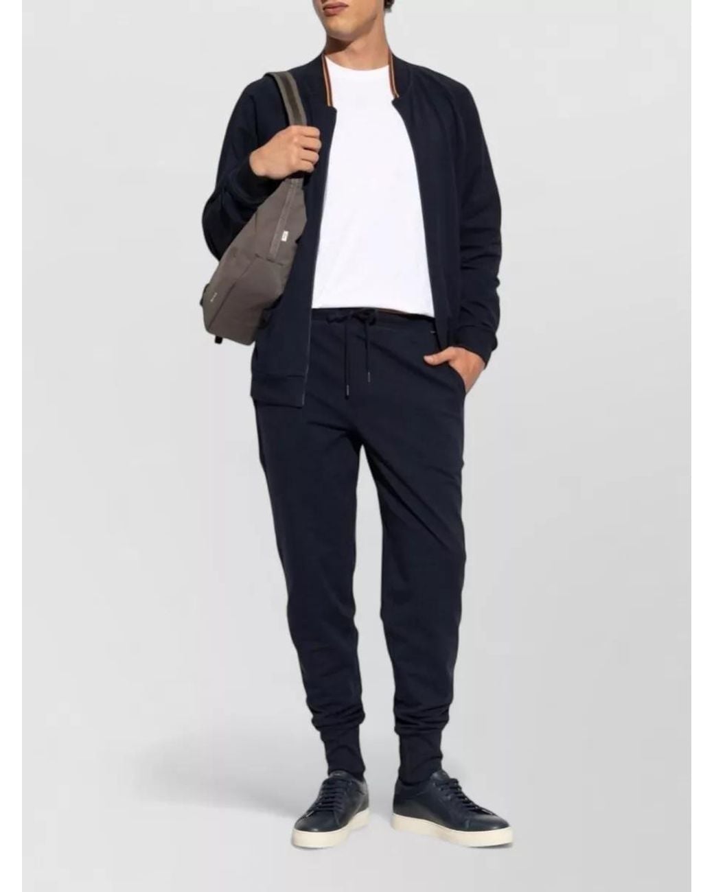 Paul Smith Blue Cotton Stand Collar Zip Sweatshirt for men