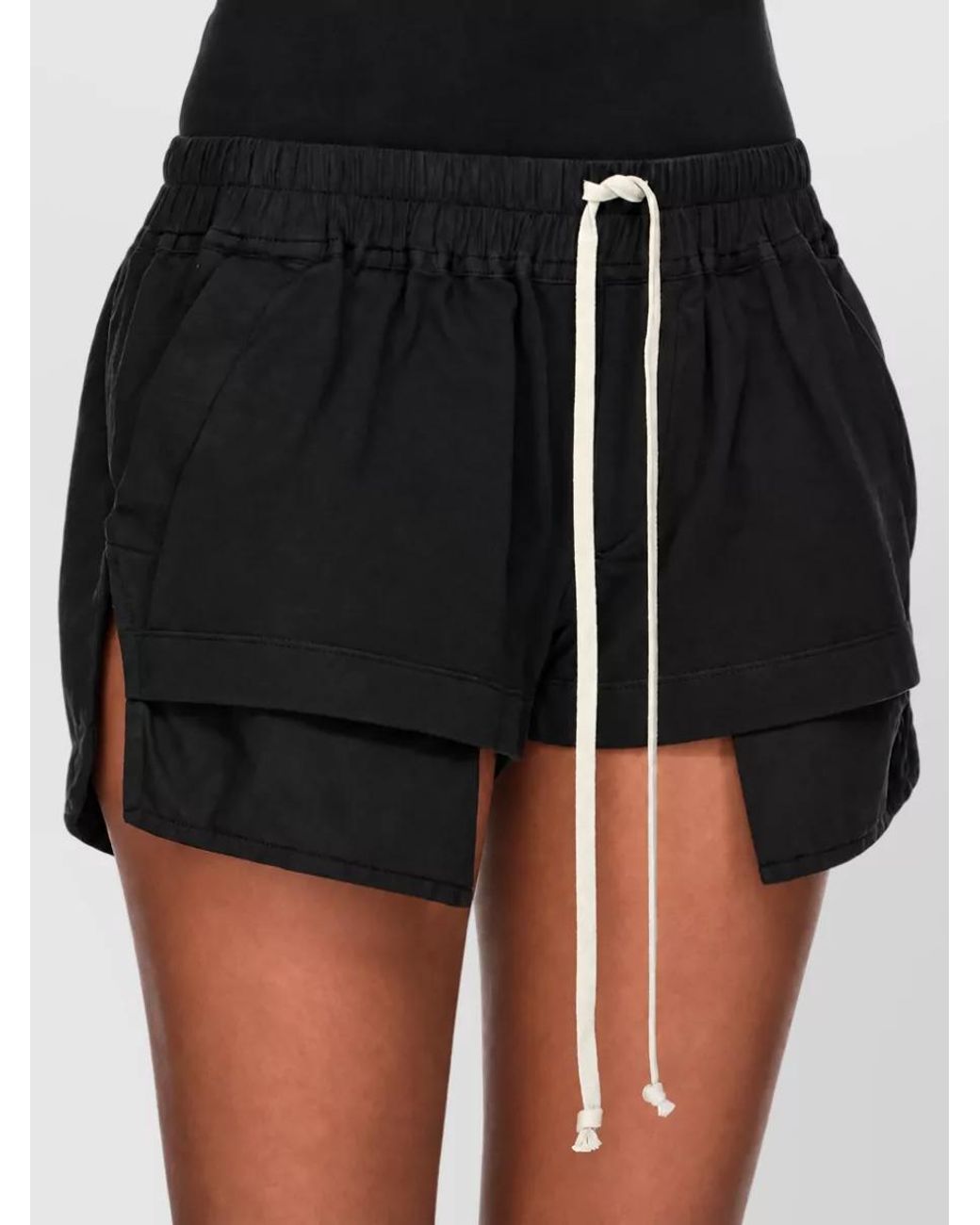 Rick Owens Black Cotton Asymmetric Boxer Shorts