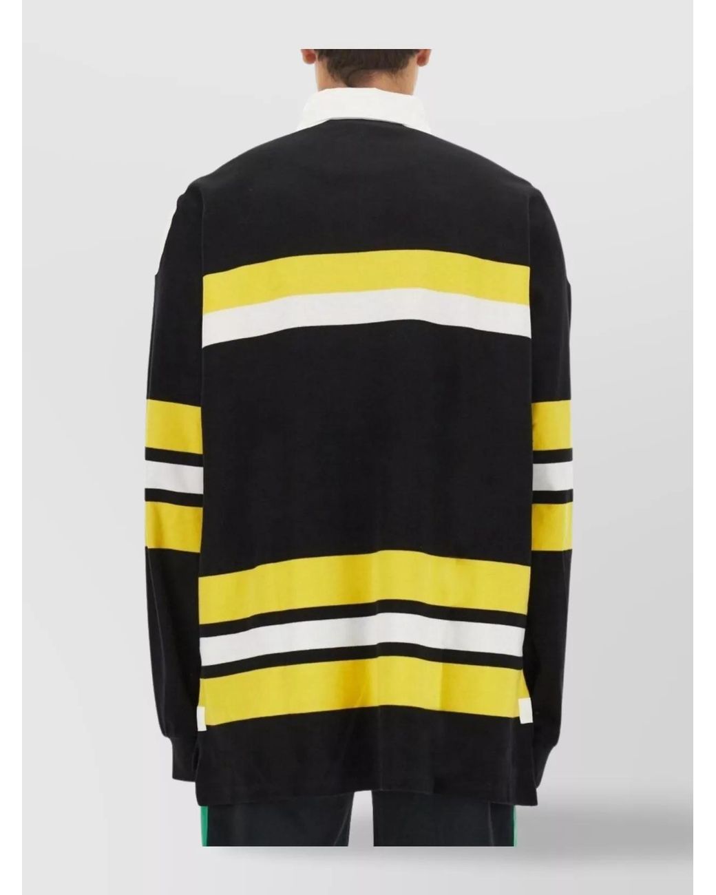 Wales Bonner Black Striped Oversized Polo Shirt for men