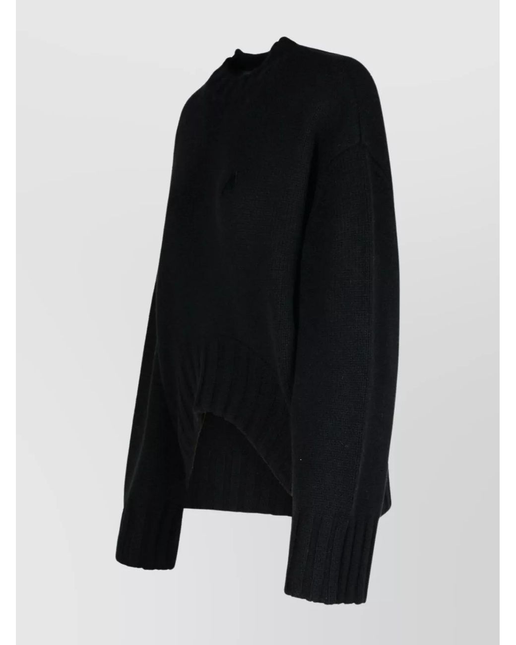 The Attico Black Cashmere Wool Ribbed Oversized Crewneck Jumper