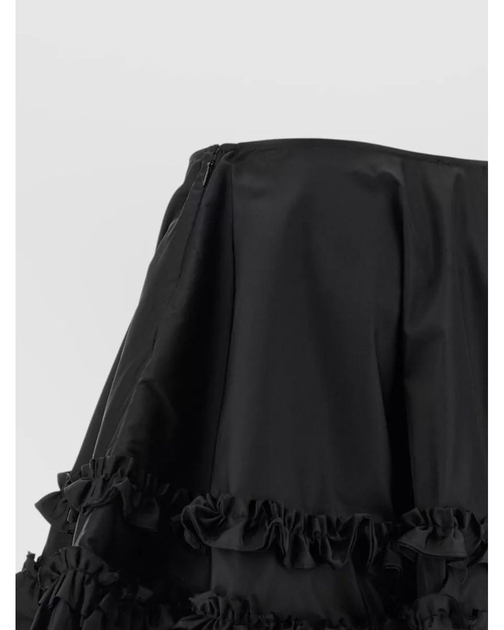 Ganni Black Nylon Frilled Mini A-Line Skirt
