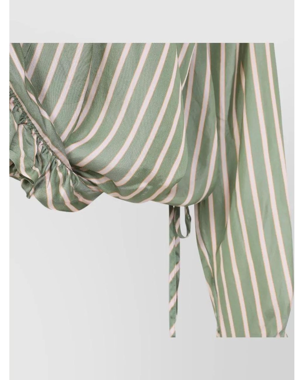 Dries Van Noten Multicolor Striped Ruffled Wrap V-Neck Long-Sleeve Blouse