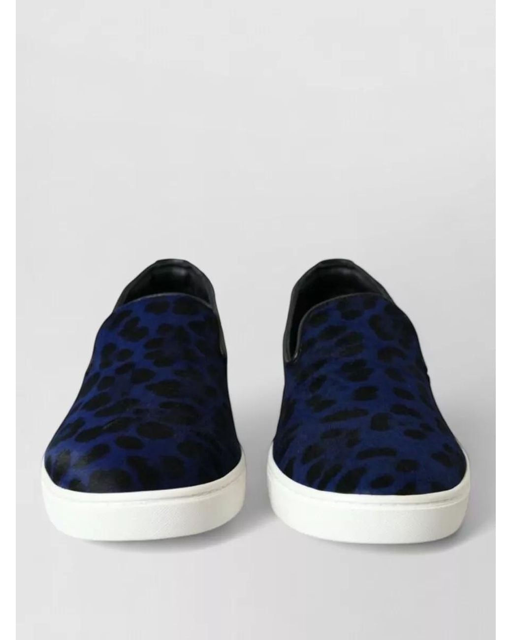 Dolce & Gabbana Blue Calf Hair Leopard Slip-On Sneakers for men