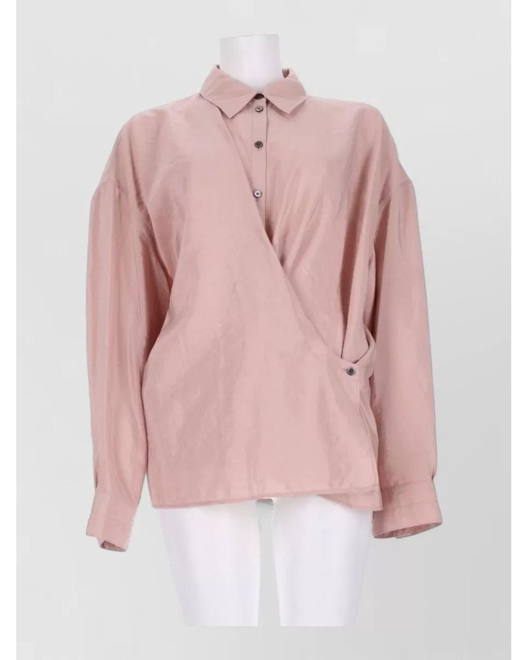 Lemaire Pink Silk Draped Long-Sleeve Shirt