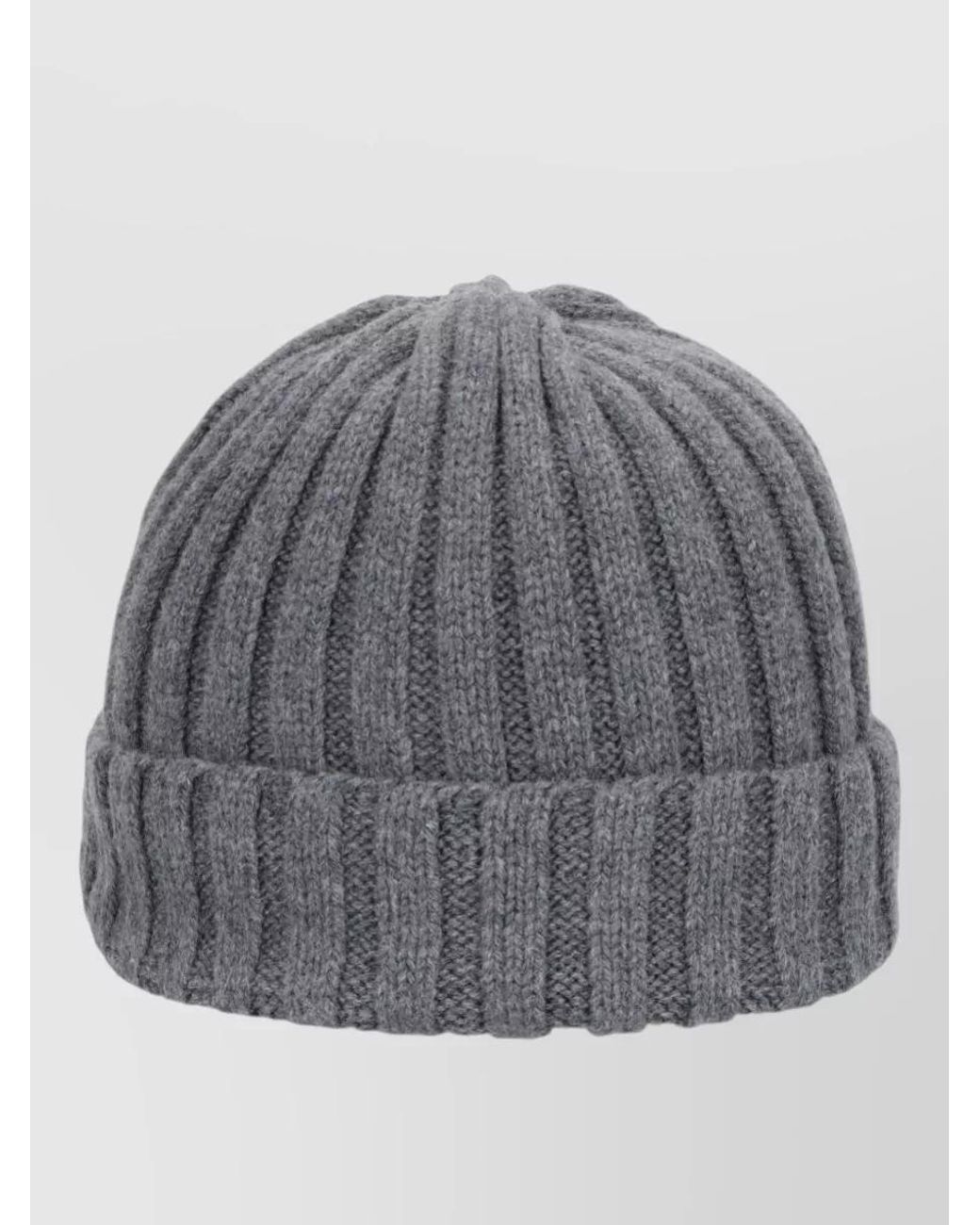 Borsalino Gray Ribbed Cashmere Beanie