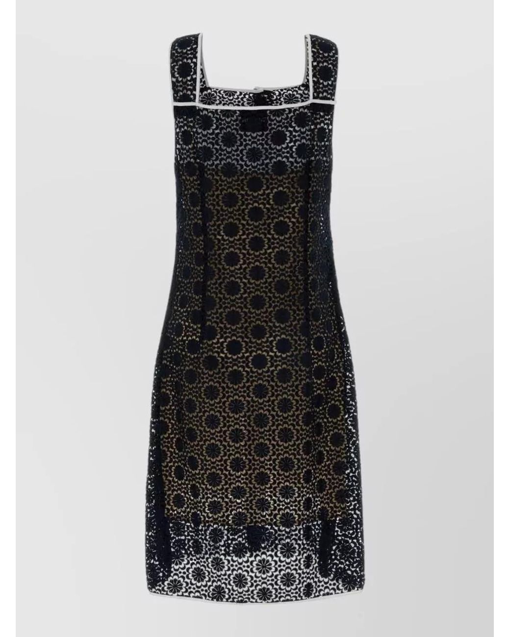 Miu Miu Black Macramé Lace Knee-Length Dress