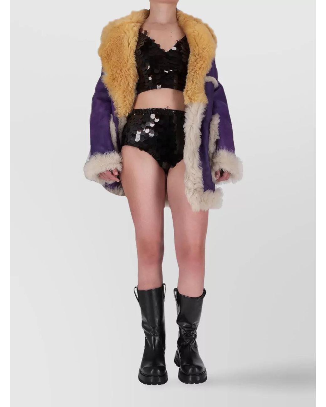 Prada Black Fur-Trimmed Coat