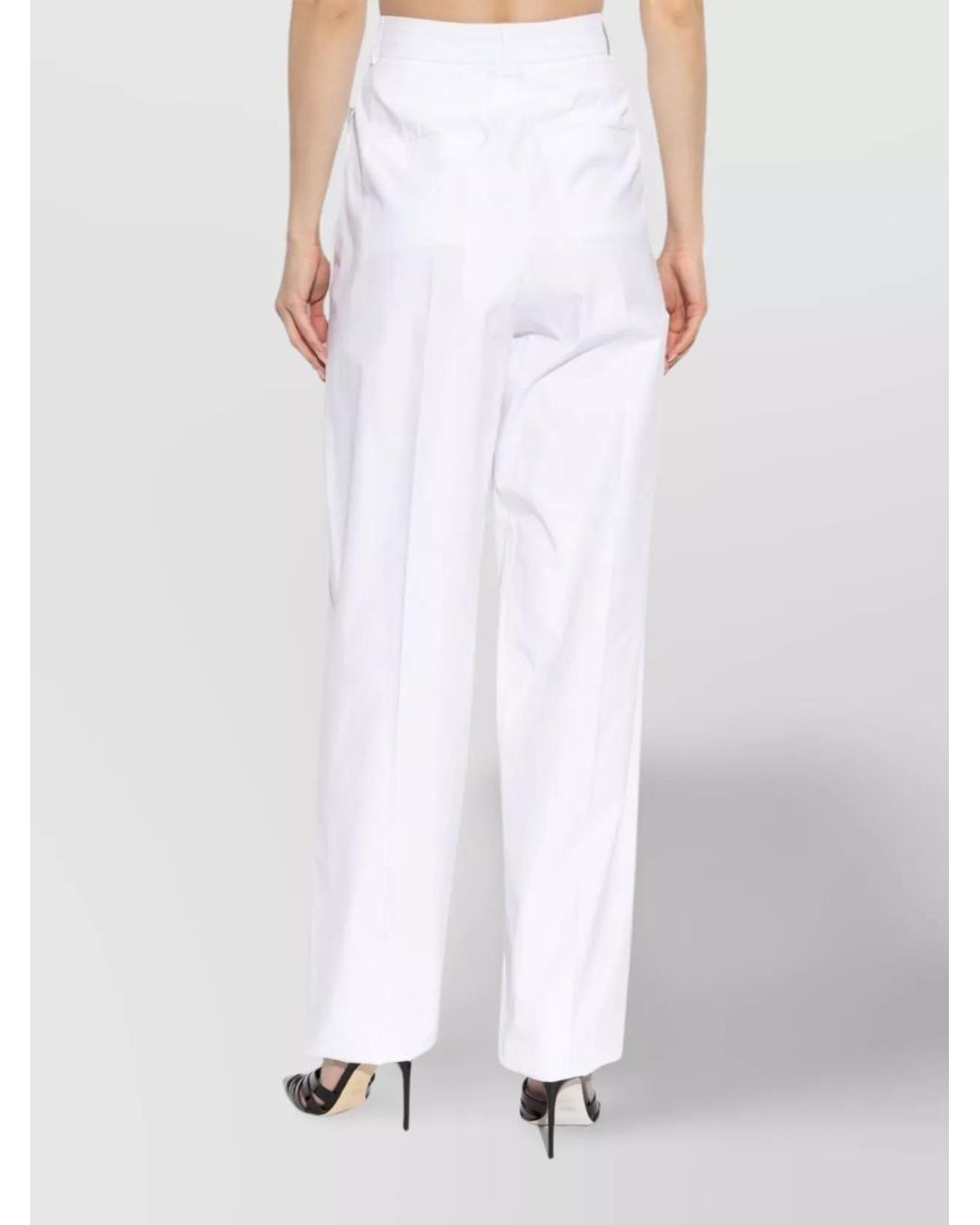 Sportmax White Cotton Wide-Leg Trousers