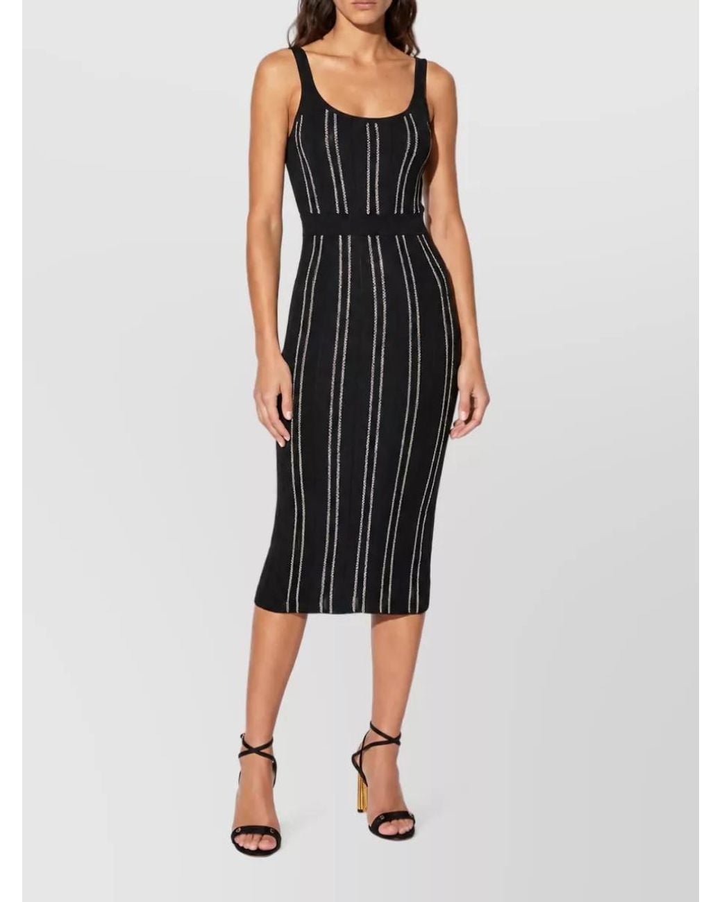 Elisabetta Franchi Black Knee-Length Midi Dress
