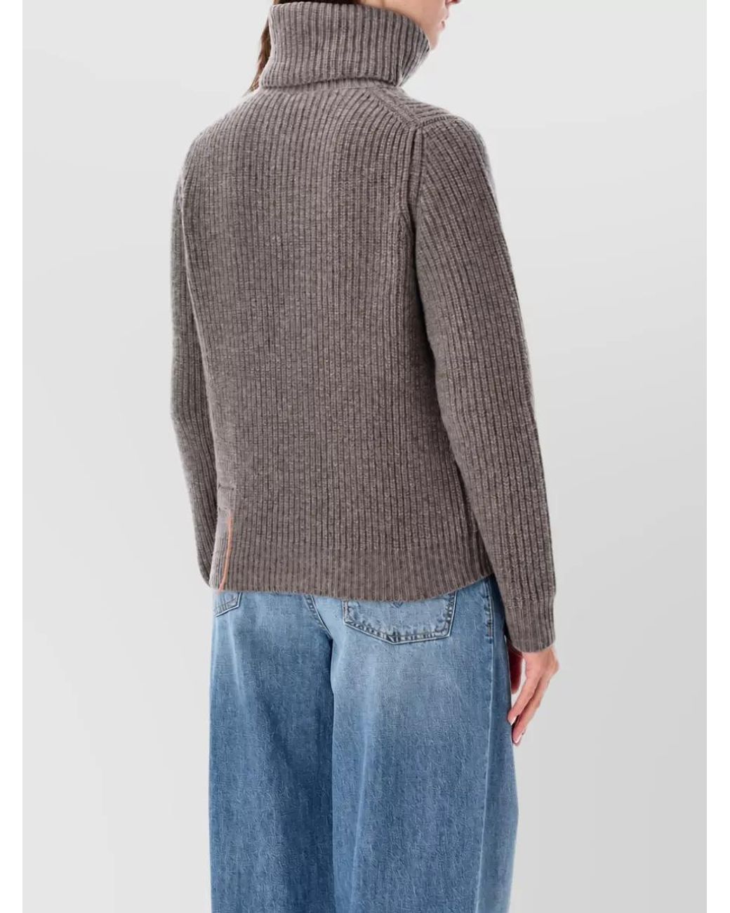 Fortela Gray Cashmere Merino Wool High Neck Sweatshirt