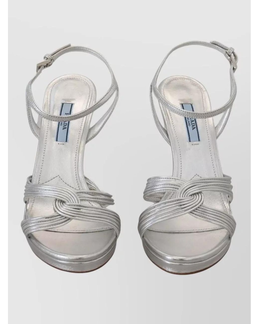 Prada White Leather Ankle-Strap Sandals
