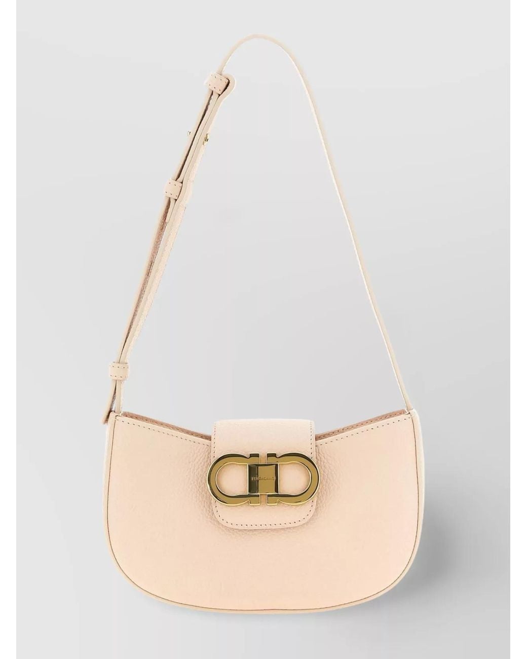 Ferragamo Natural Gancini Leather Shoulder Bag