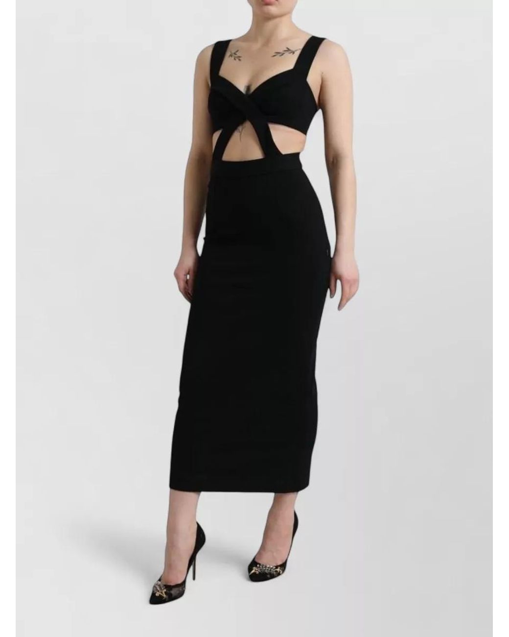 Dolce & Gabbana Black Cutout Sleeveless Bodycon Midi Dress