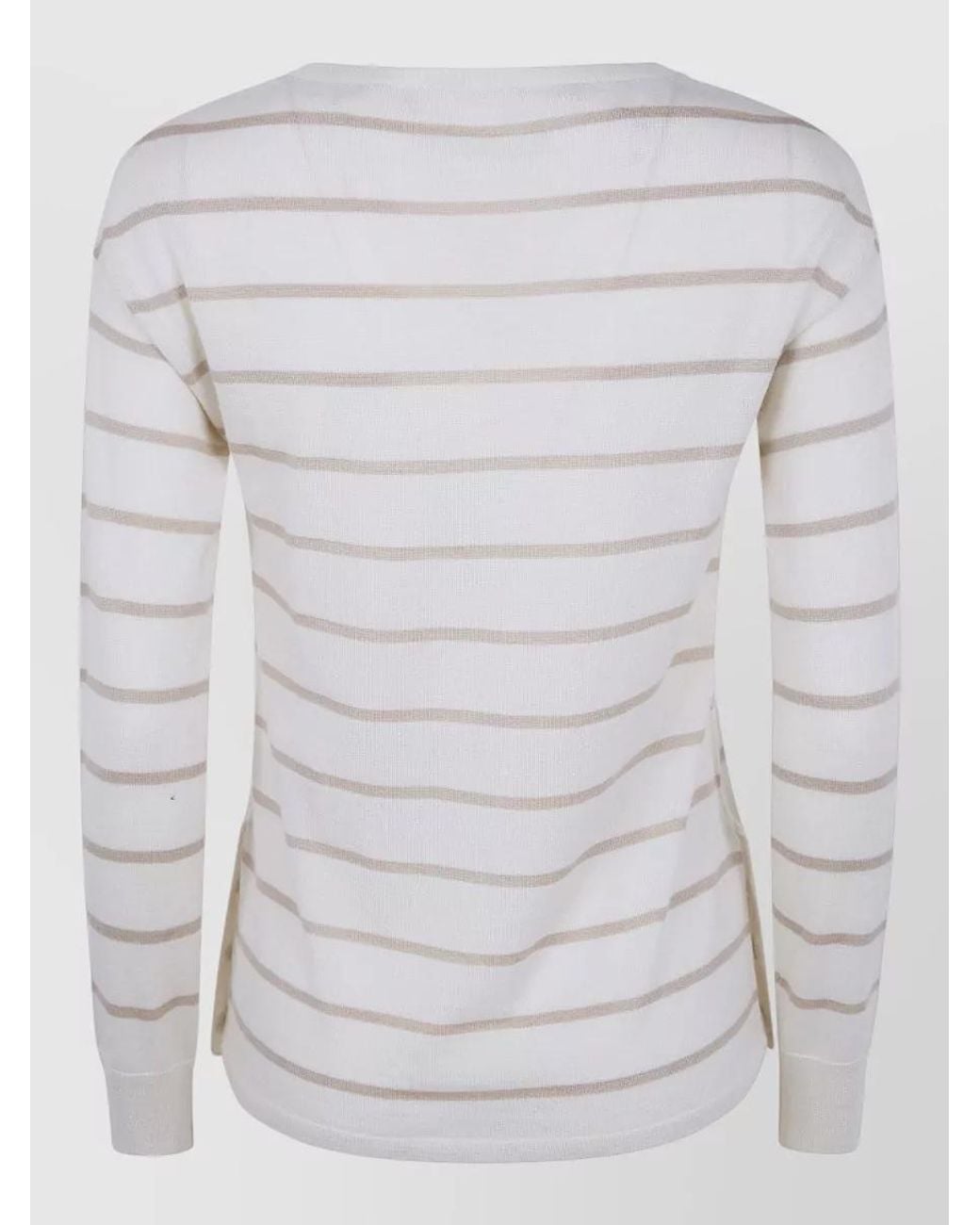 Max Mara Gray Striped Cashmere Silk Sweater