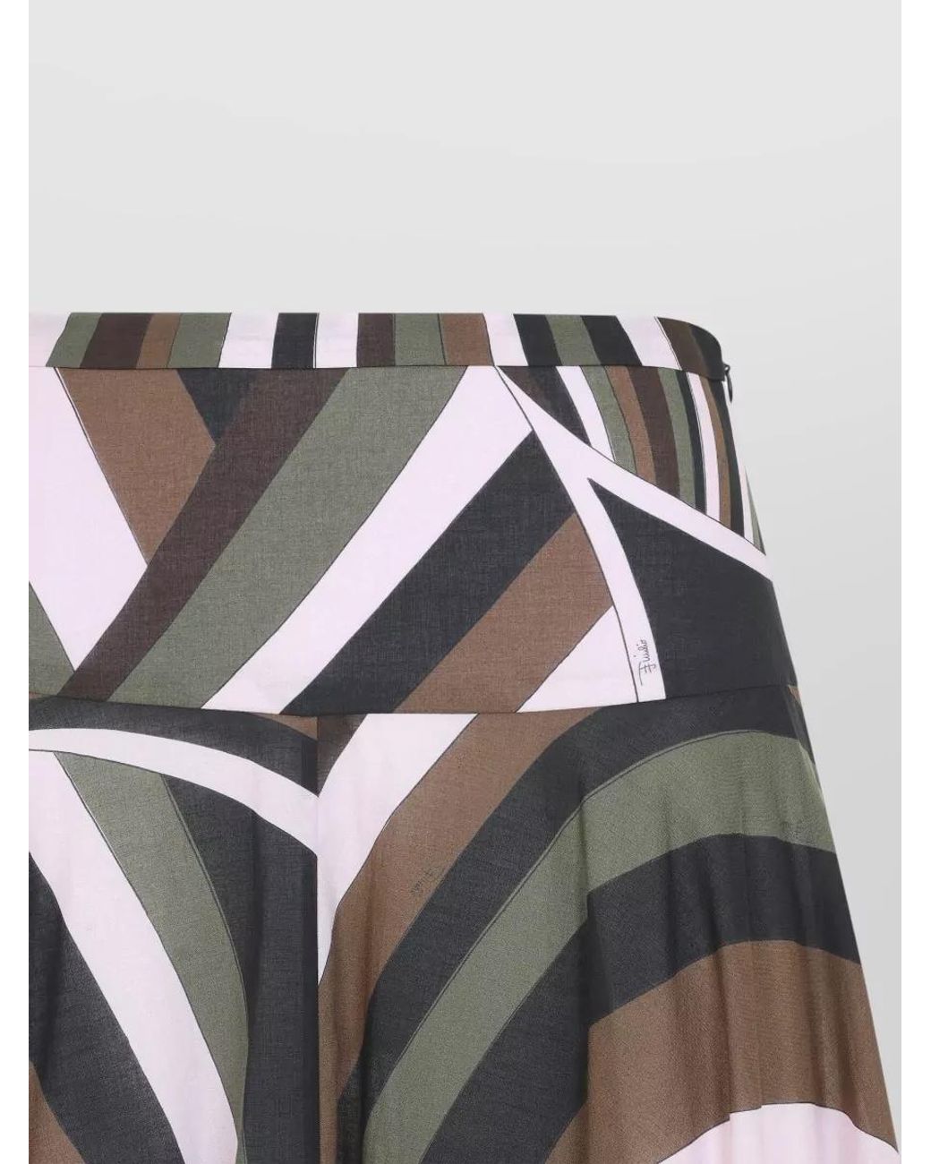 Emilio Pucci White Printed Paneled Flared Maxi Skirt