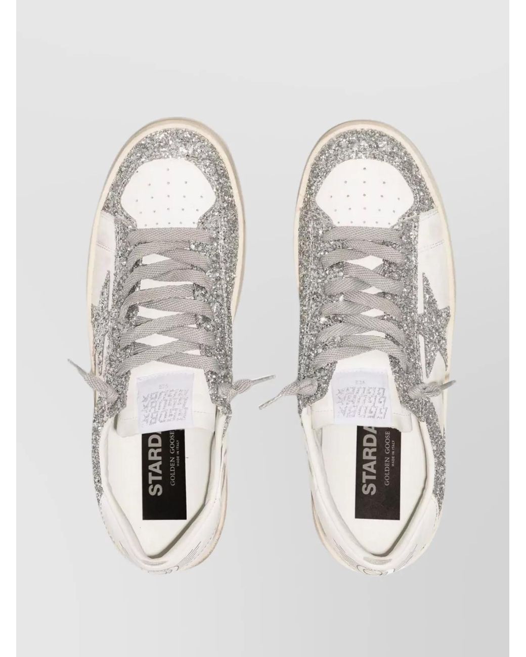 Golden Goose Deluxe Brand White Leather Glitter Low-Top Sneakers