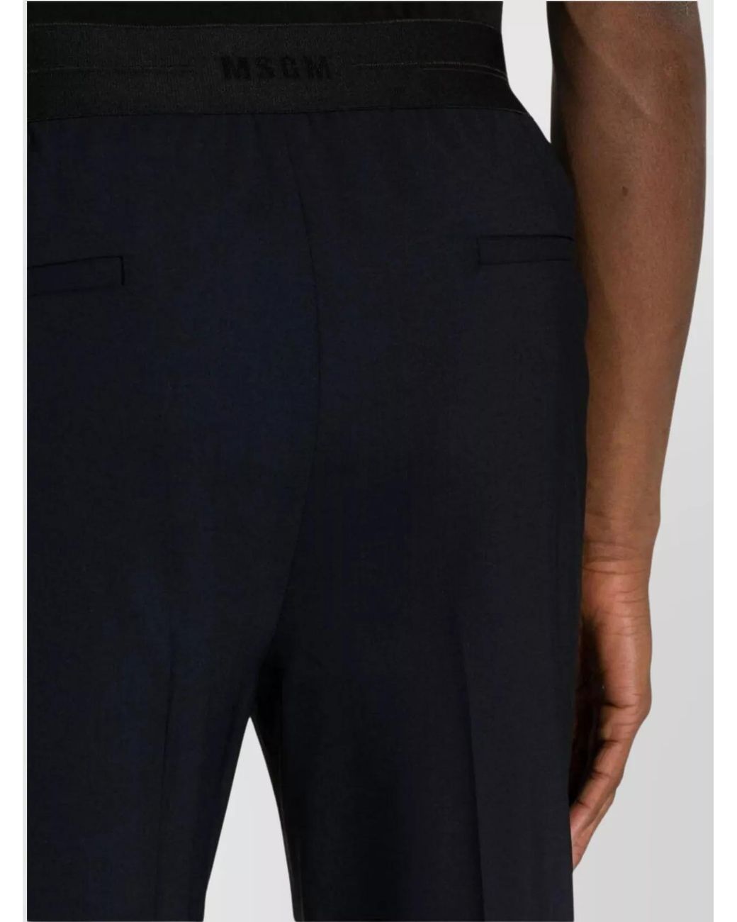 MSGM Blue Virgin Wool Straight-Leg Trousers for men